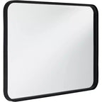 Miroir Mural Rectangulaire à Bord Arrondi Liguria Uttermost, Cadre en Fer Noir Biseauté Moderne 24 Pouces de Large pour Salle de Bain, Chambre, Salon, Entrée