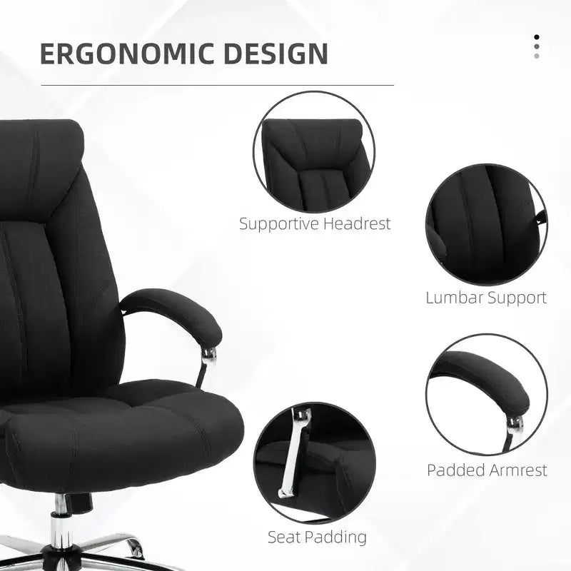Chaise de bureau Vinsetto à dossier haut, Chaise de bureau d'ordinateur avec support lombaire et hauteur réglable