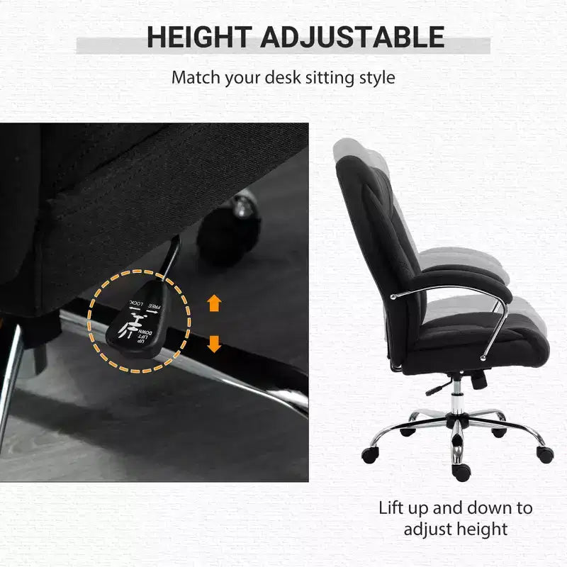 Chaise de bureau Vinsetto à dossier haut, Chaise de bureau d'ordinateur avec support lombaire et hauteur réglable