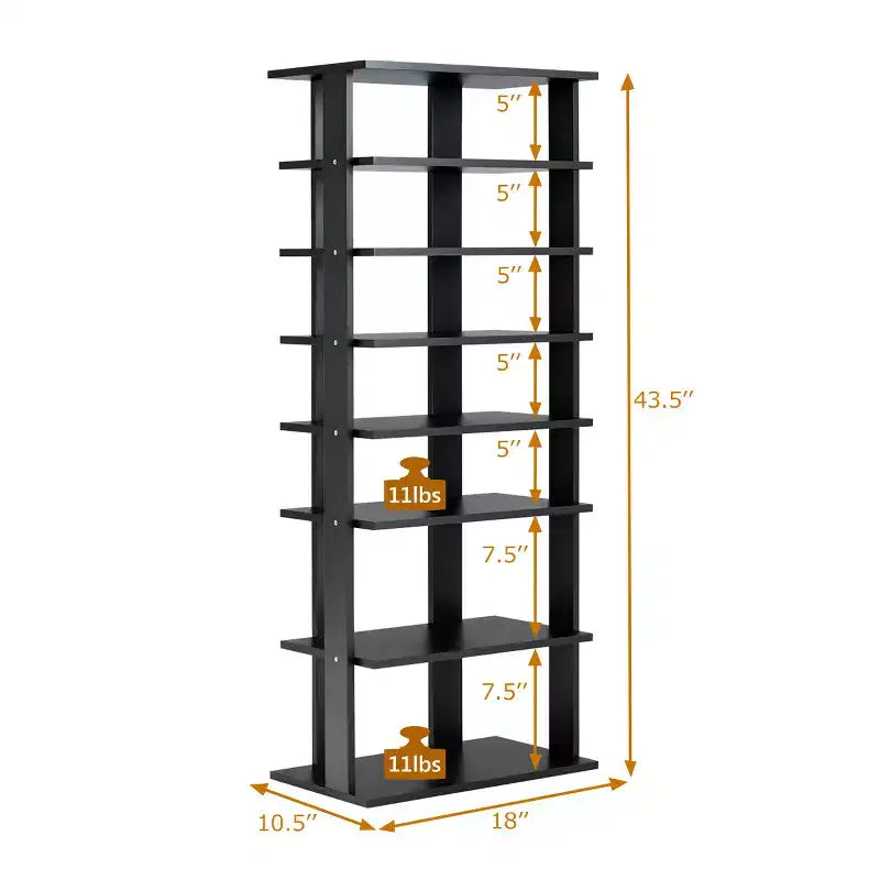 Costway Range-chaussures breveté à 7 niveaux avec double étagère, rangement pratique, étagères concises