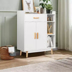 Meuble de Rangement au Sol Costway Commode Armoire Autonome avec 1 Tiroir 2 Portes 3 Étagères