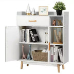 Meuble de Rangement au Sol Costway Commode Armoire Autonome avec 1 Tiroir 2 Portes 3 Étagères