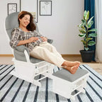 Costway Ensemble Planeur en Bois et Repose-Pieds avec Coussins Fauteuil à Bascule pour Chambre de Bébé