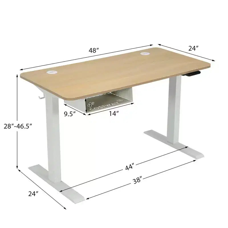 Bureau debout électrique Costway 48'' réglable en hauteur avec panneau de commande et port USB