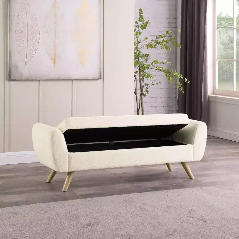 Banc de rangement moderne HomePop avec pieds en bois