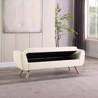 Banc de rangement moderne HomePop avec pieds en bois