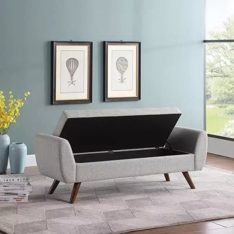 Banc de rangement moderne HomePop avec pieds en bois