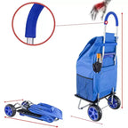 dbest products Chariot de courses pliable plus grand avec roues et sac amovible, diable personnel roulant