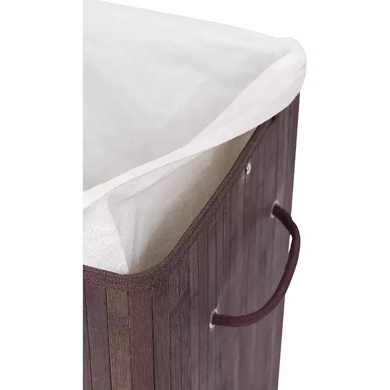 BirdRock Home Panier à linge carré en bambou avec couvercle et sac en tissu - Espresso