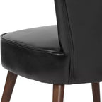 Chaise d'appoint rétro Merrick Lane Santino mi-hauteur en similicuir noir avec pieds évasés en bois