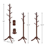 Porte-manteau en bois Costway, arbre d'entrée avec 8 crochets et 2 hauteurs réglables, gris/marron