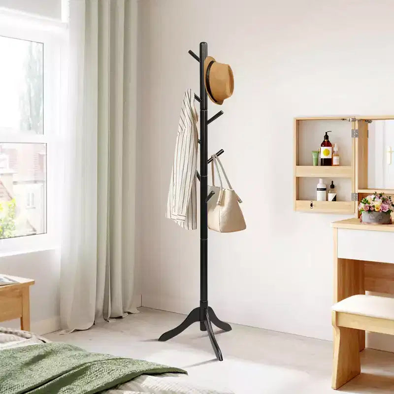 Porte-manteau en bois Costway, arbre d'entrée avec 8 crochets et 2 hauteurs réglables, gris/marron