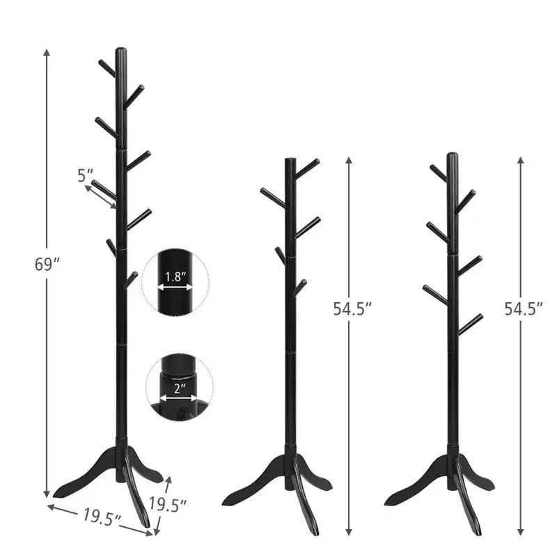 Porte-manteau en bois Costway, arbre d'entrée avec 8 crochets et 2 hauteurs réglables, gris/marron
