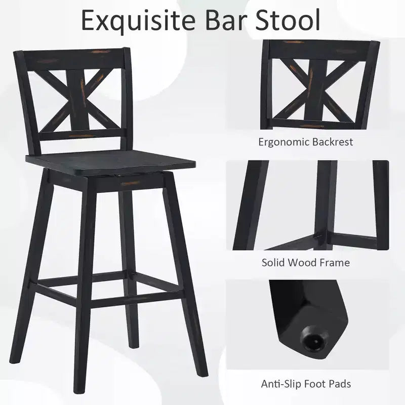Costway Lot de 4 tabourets de bar pivotants de 73,5 cm de hauteur de comptoir avec repose-pieds