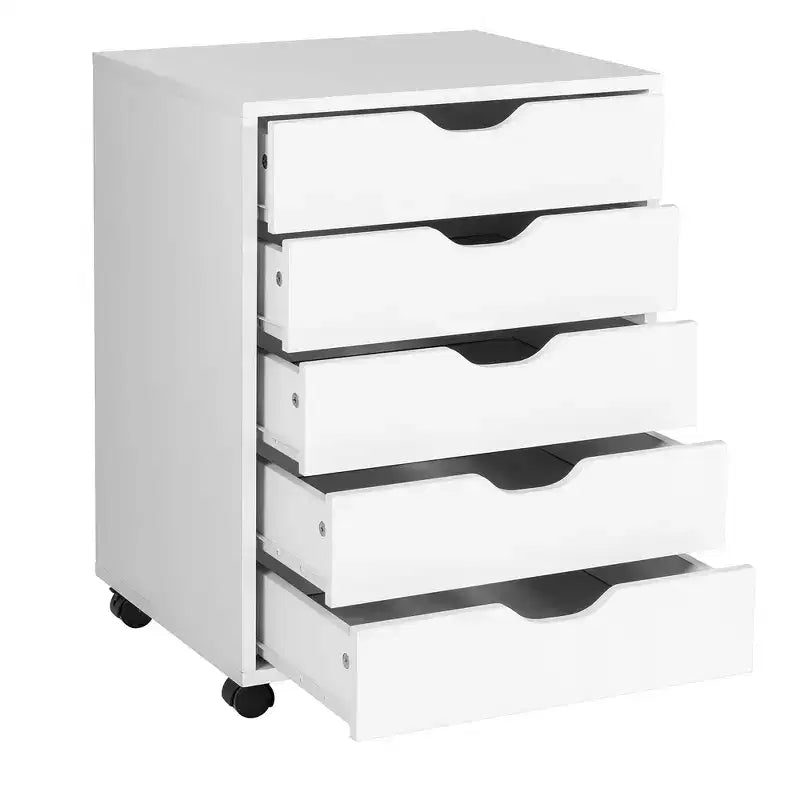 Commode de rangement à 5 tiroirs Costway avec roulettes, meuble d'appoint blanc