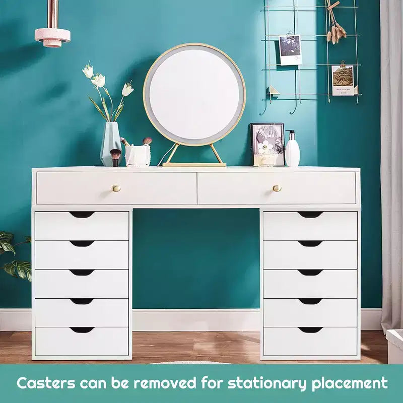 Commode de rangement à 5 tiroirs Costway avec roulettes, meuble d'appoint blanc