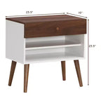 Costway Lot de 2 tables de chevet avec tiroir de rangement et pieds en bois d'hévéa, style scandinave