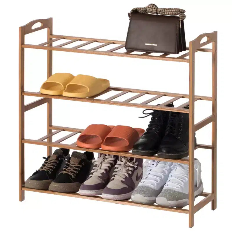 Range-chaussures de rangement en bambou Basicwise, étagère de rangement pour chaussures autoportante