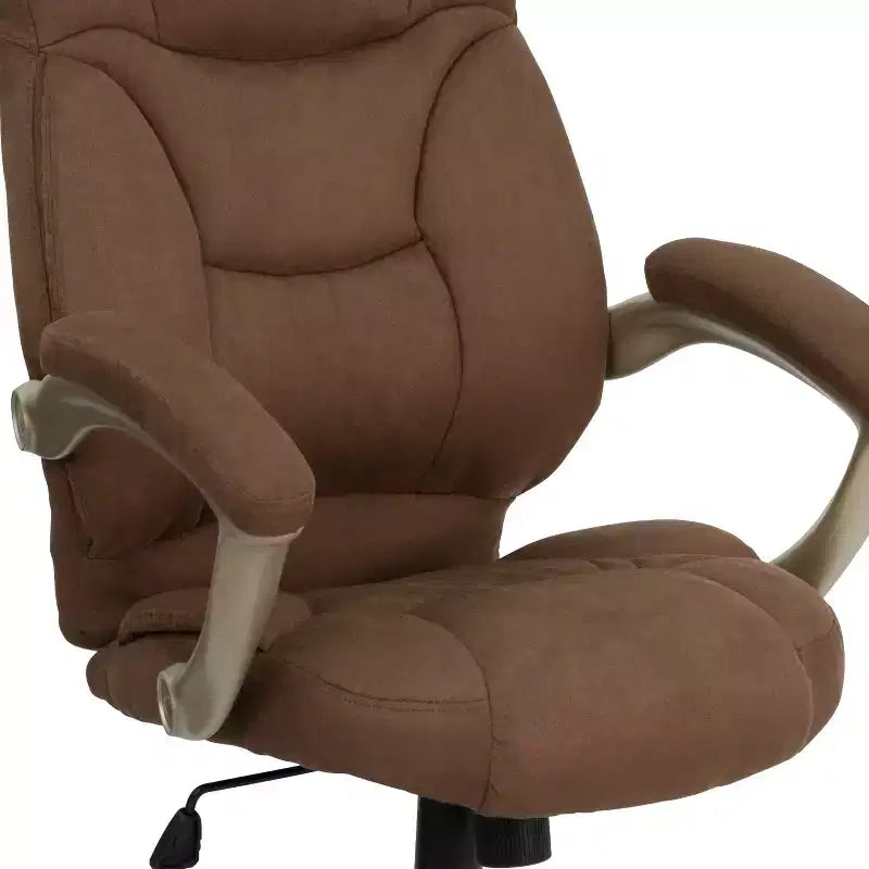 Chaise de bureau ergonomique exécutive Emma et Oliver à dossier haut avec base et accoudoirs en nylon argenté