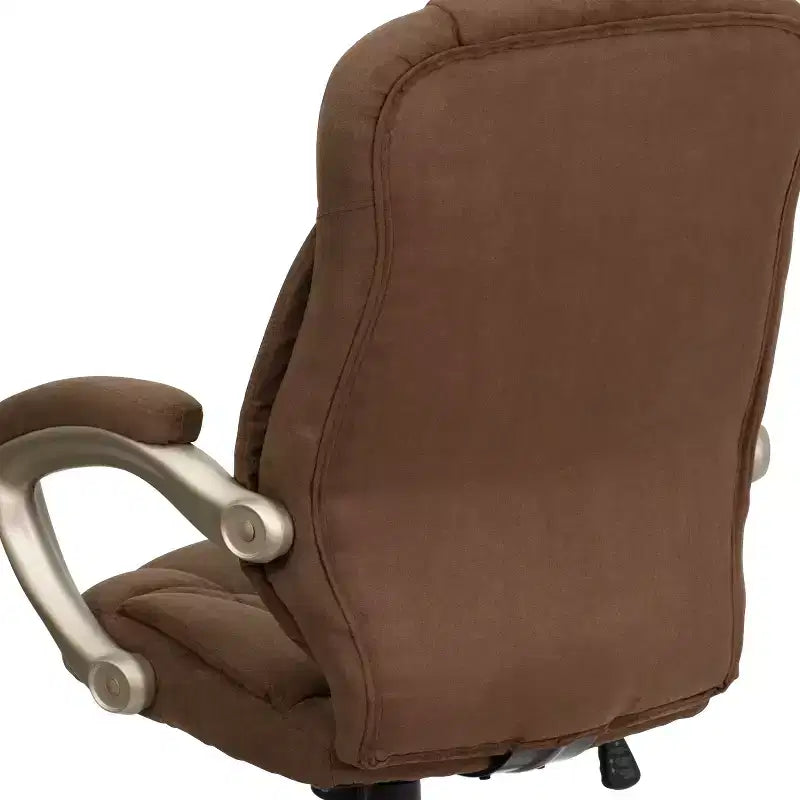 Chaise de bureau ergonomique exécutive Emma et Oliver à dossier haut avec base et accoudoirs en nylon argenté