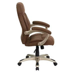 Chaise de bureau ergonomique exécutive Emma et Oliver à dossier haut avec base et accoudoirs en nylon argenté