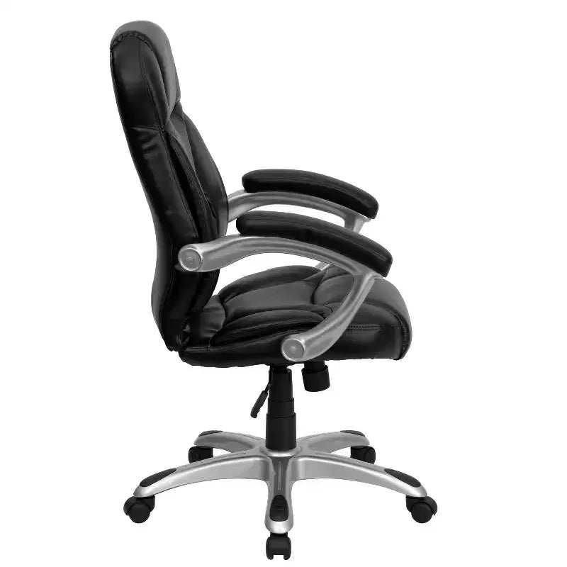 Chaise de bureau ergonomique exécutive Emma et Oliver à dossier haut avec base et accoudoirs en nylon argenté