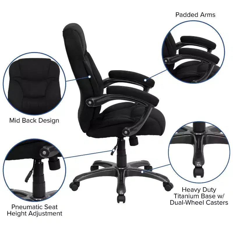 Chaise de bureau ergonomique exécutive Emma et Oliver à dossier haut avec base et accoudoirs en nylon argenté