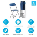 Chaise pliante en plastique Emma et Oliver de 295 kg, qualité supérieure, pour maison et événements (lot de 4)