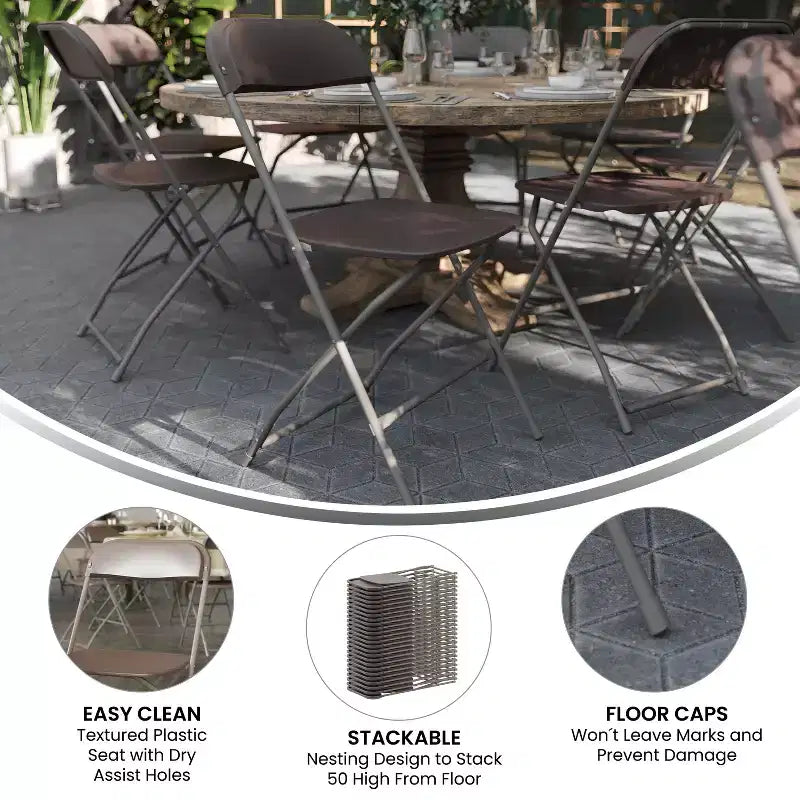 Chaise pliante en plastique Emma et Oliver de 295 kg, qualité supérieure, pour maison et événements (lot de 4)