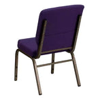 Chaise d'auditorium empilable Emma et Oliver avec 19 sièges – Tissu violet royal/cadre à nervures dorées