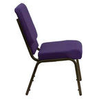 Chaise d'auditorium empilable Emma et Oliver avec 19 sièges – Tissu violet royal/cadre à nervures dorées