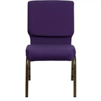 Chaise d'auditorium empilable Emma et Oliver avec 19 sièges – Tissu violet royal/cadre à nervures dorées
