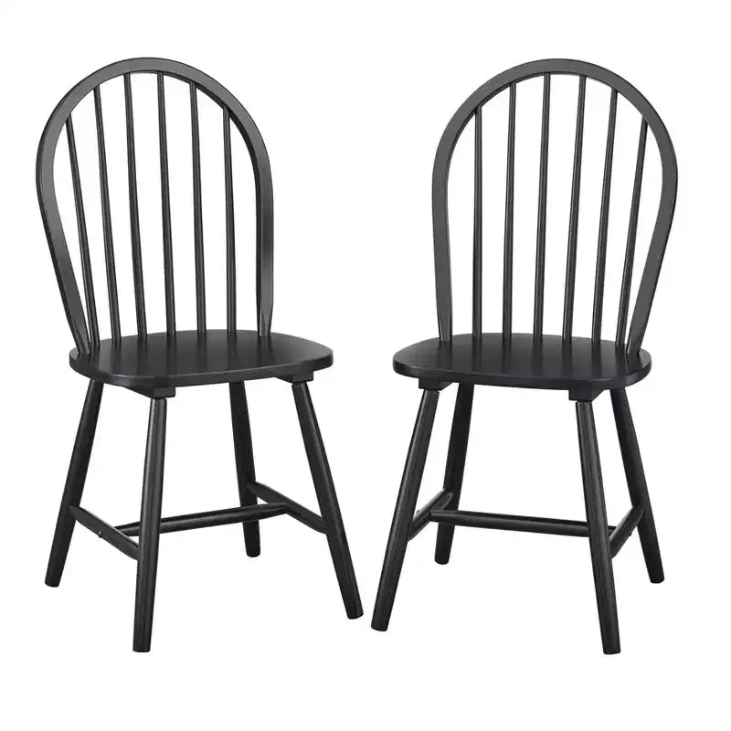 Lot de 2 chaises de salle à manger Windsor Buylateral en bois massif de style ferme à barreaux