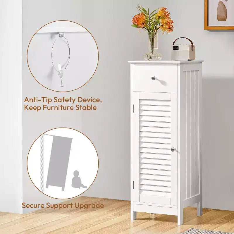 Meuble bas de salle de bain Yaheetech avec tiroir et porte à persienne unique