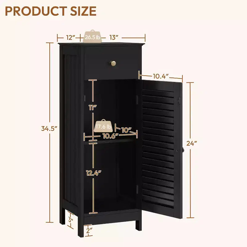 Meuble bas de salle de bain Yaheetech avec tiroir et porte à persienne unique