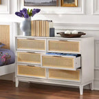 Commode à 6 tiroirs Andros avec façades de tiroirs en faux rotin - Buylateral