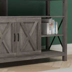 Meuble console média Emma et Oliver de style rustique moderne avec un grand espace de rangement ouvert et fermé