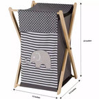 Bacati - Panier à Linge Éléphants Blanc/Gris avec Cadre en Bois