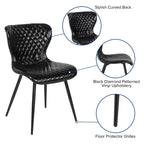 Emma et Oliver - Lot de 4 chaises contemporaines rembourrées en vinyle noir