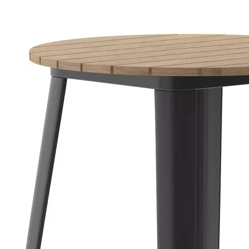 Table de bar Emma et Oliver, 30" ronde, plateau en polyrésine tout temps avec base en acier, utilisation intérieure/extérieure