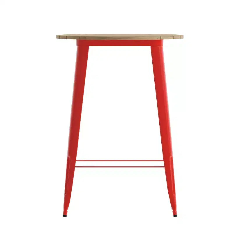 Table de bar Emma et Oliver, 30" ronde, plateau en polyrésine tout temps avec base en acier, utilisation intérieure/extérieure
