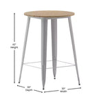 Table de bar Emma et Oliver, 30" ronde, plateau en polyrésine tout temps avec base en acier, utilisation intérieure/extérieure
