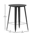Table de bar Emma et Oliver, 30" ronde, plateau en polyrésine tout temps avec base en acier, utilisation intérieure/extérieure
