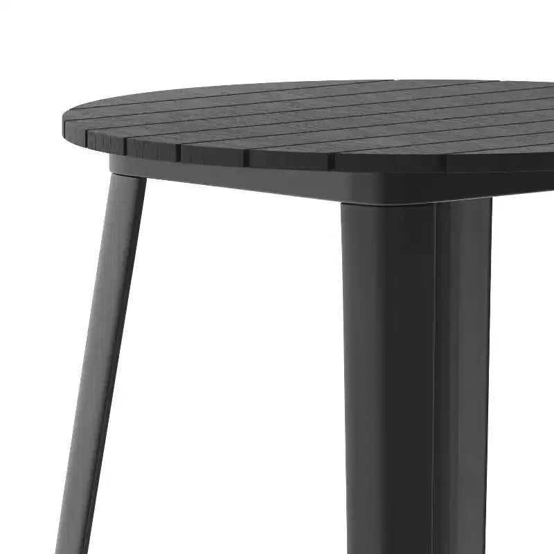 Table de bar Emma et Oliver, 30" ronde, plateau en polyrésine tout temps avec base en acier, utilisation intérieure/extérieure