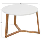 Table basse ronde en MDF Kate et Laurel Rioux, 26x26x18, blanc et naturel