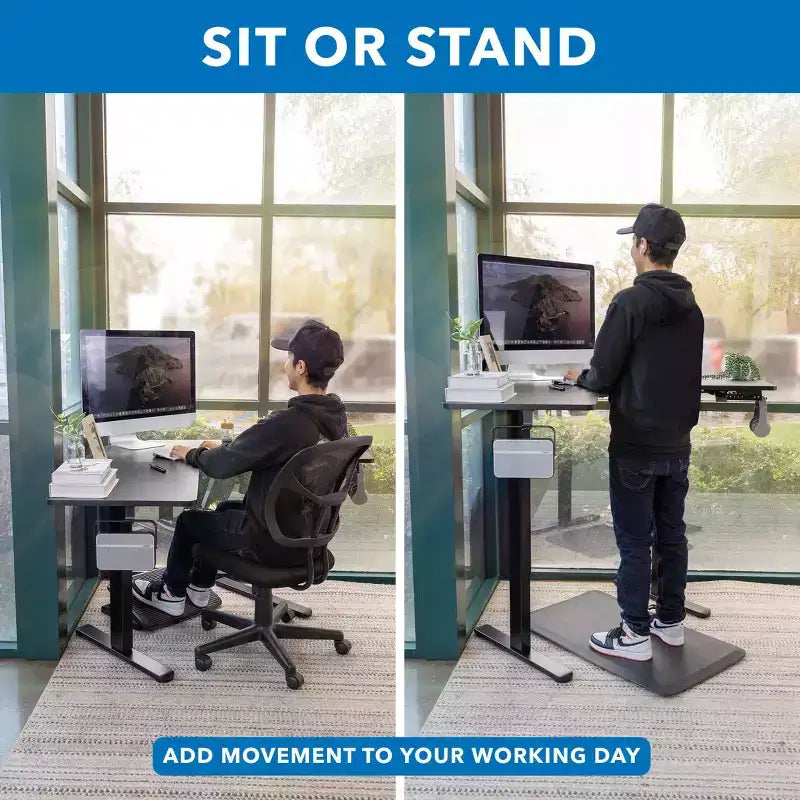 Mount-It! Bureau électrique réglable en hauteur pour les coins, bureau assis-debout automatique avec réglage ergonomique en douceur de la hauteur de 72 à 120 cm