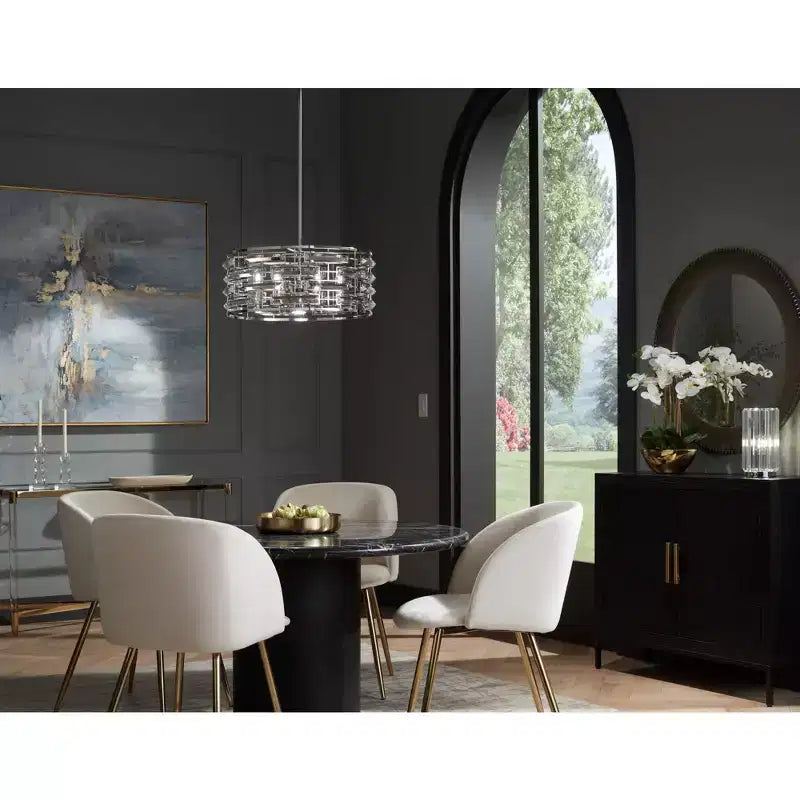 Miroir mural rond Uttermost Empire, finition argent mat métallisé, 34 po