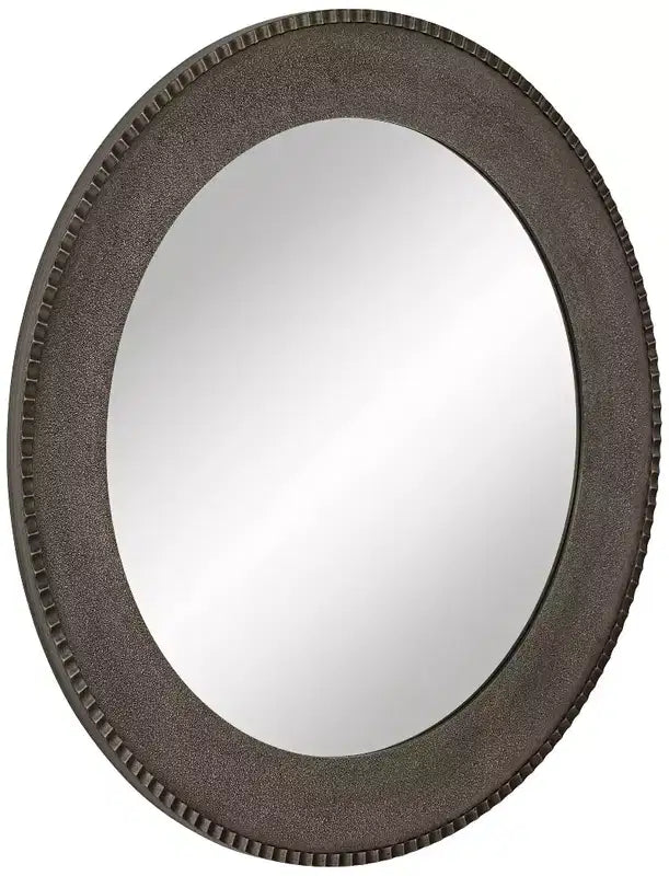Miroir mural rond Uttermost Empire, finition argent mat métallisé, 34 po