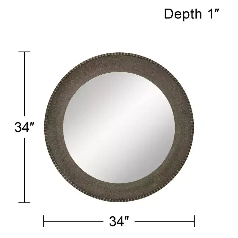Miroir mural rond Uttermost Empire, finition argent mat métallisé, 34 po