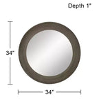 Miroir mural rond Uttermost Empire, finition argent mat métallisé, 34 po